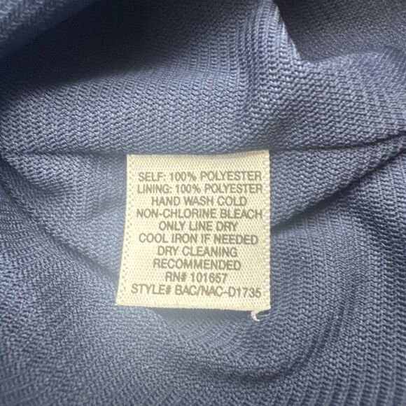 FREEBIRD Navy BLUE w/ GOLD Sleeveless Open Back Lined Dress Career Date Travel-M - Picture 9 of 10